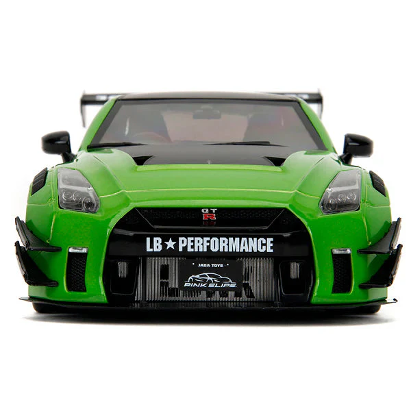 Jada Pink Slips Nissan Skyline GT-R R35 Liberty Walk Green and Black 1:18 - Image 4