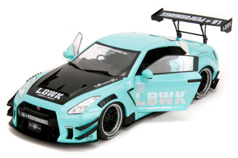 Jada Pink Slips Nissan Skyline GT-R R35 Liberty Walk Seafoam Mint Green 1:18 - Image 3