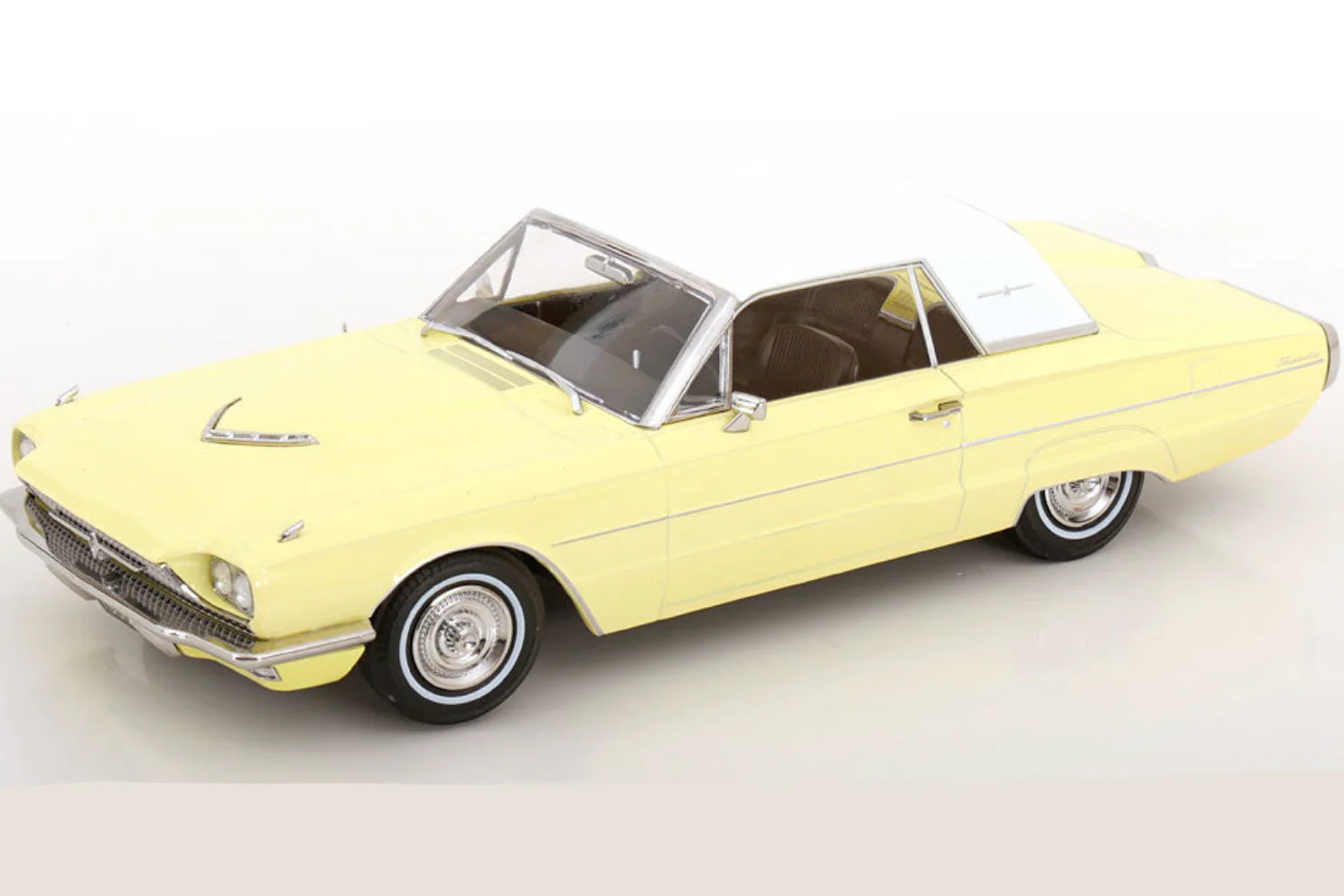 KK Scale 1966 Ford Thunderbird Hardtop Coupe Pale Yellow 1:18