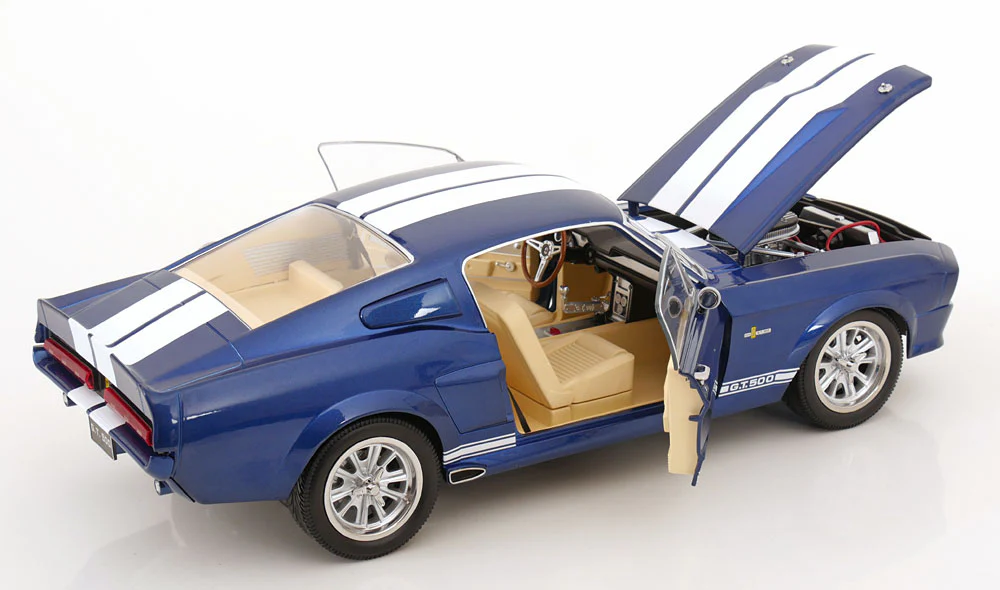 KK Scale 1967 Ford Mustang Shelby GT500 Blue w/ White Stripes 1:12 - Image 7