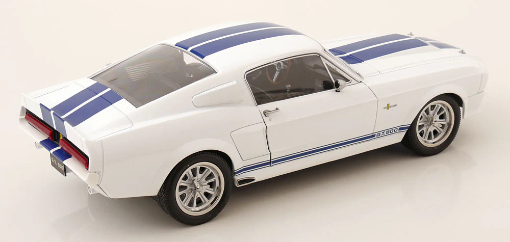 KK Scale 1967 Ford Mustang Shelby GT500 White w/ Blue Stripes 1:12 - Image 4