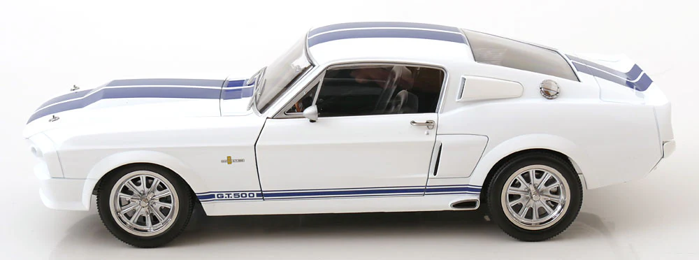 KK Scale 1967 Ford Mustang Shelby GT500 White w/ Blue Stripes 1:12 - Image 5