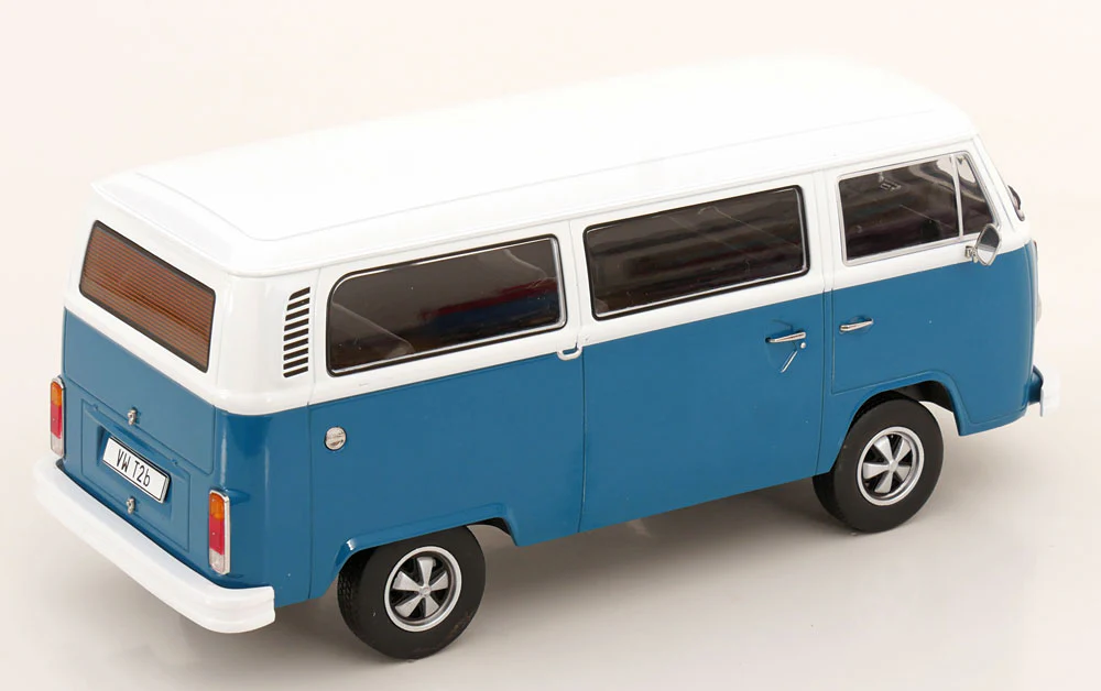 KK Scale 1972 Volkswagen T2b Minibus (Fuchs Wheels) Blue & White 1:18 - Image 2