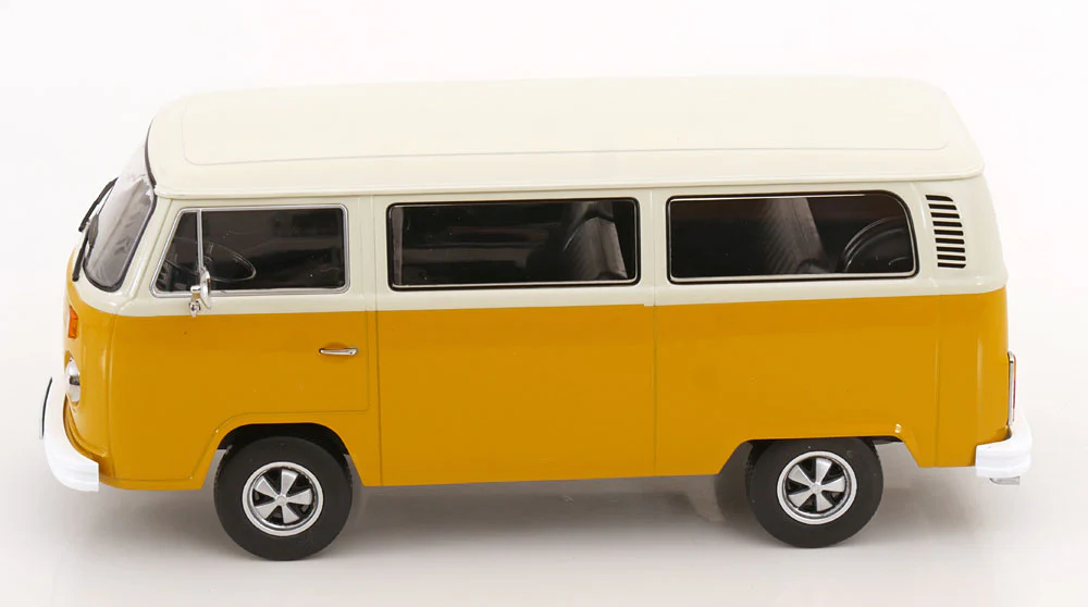 KK Scale 1972 Volkswagen T2b Minibus (Fuchs Wheels) Yellow & White 1:18 - Image 3