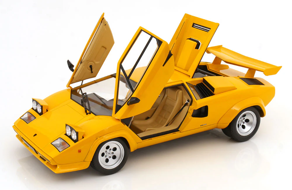 KK Scale 1985 Lamborghini Countach LP 5000S QV Yellow 1:12 - Image 2