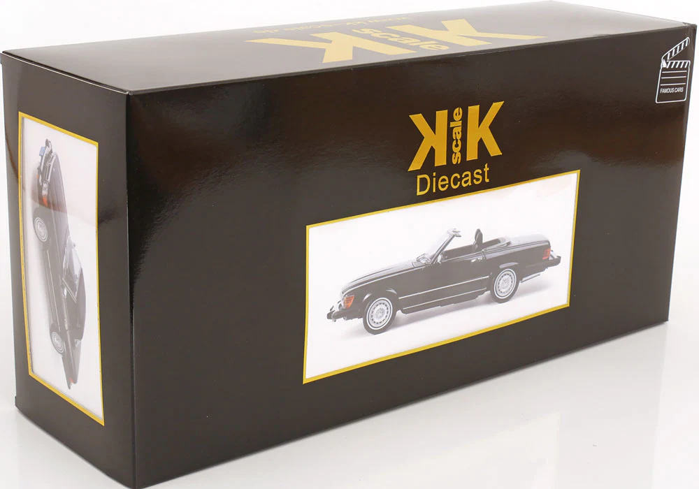 KK Scale 1985 Mercedes-Benz S Class 450 SL (R107) Convertible (American Gigilo) Black Metallic 1:12 - Image 11
