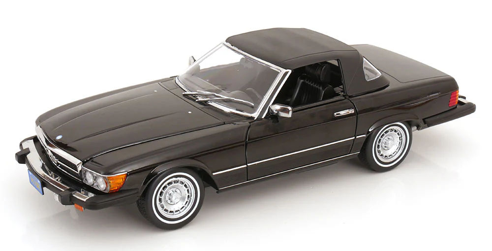 KK Scale 1985 Mercedes-Benz S Class 450 SL (R107) Convertible (American Gigilo) Black Metallic 1:12 - Image 2