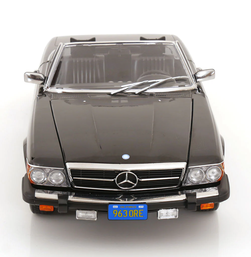 KK Scale 1985 Mercedes-Benz S Class 450 SL (R107) Convertible (American Gigilo) Black Metallic 1:12 - Image 8
