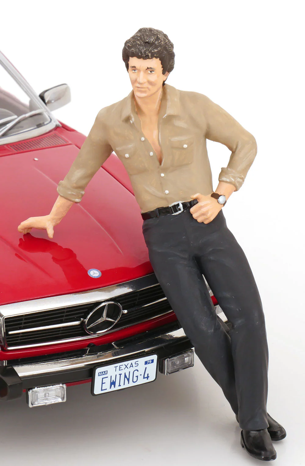 KK Scale 1985 Mercedes-Benz S Class 450SL (R107) Convertible (Dallas TV Series) Red 1:12 - Image 12