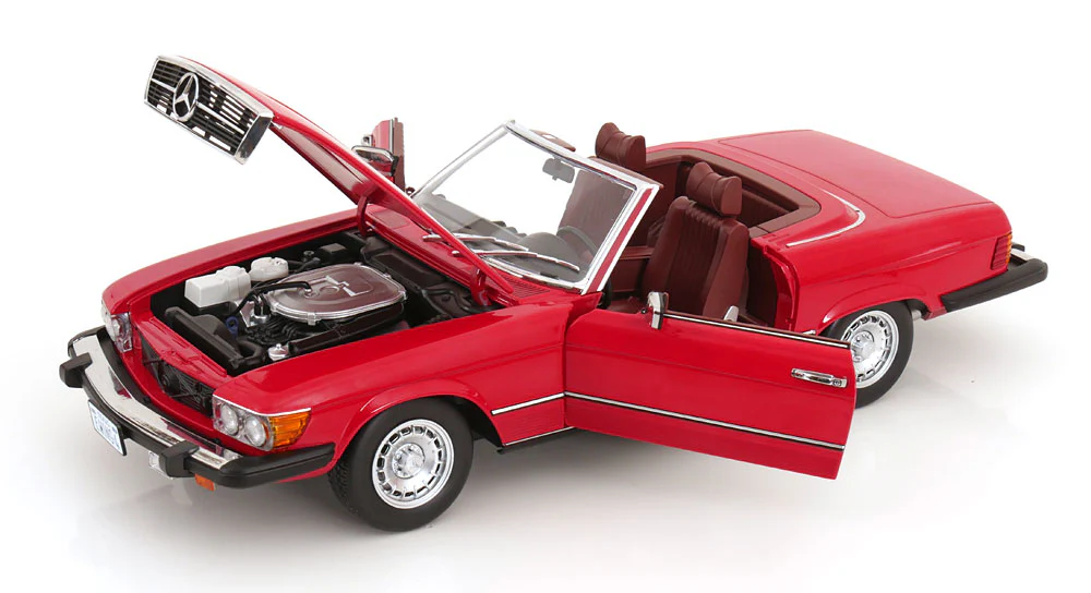 KK Scale 1985 Mercedes-Benz S Class 450SL (R107) Convertible (Dallas TV Series) Red 1:12 - Image 3