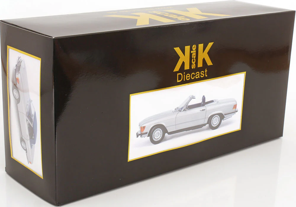 KK Scale 1985 Mercedes-Benz S Class 450 SL (R107) Convertible Silver 1:12 - Image 10