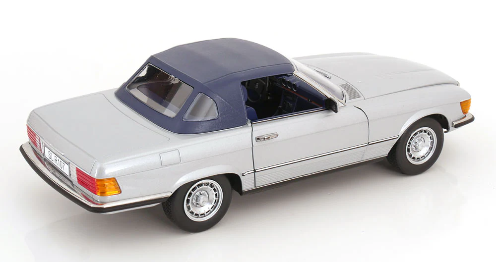 KK Scale 1985 Mercedes-Benz S Class 450 SL (R107) Convertible Silver 1:12 - Image 6