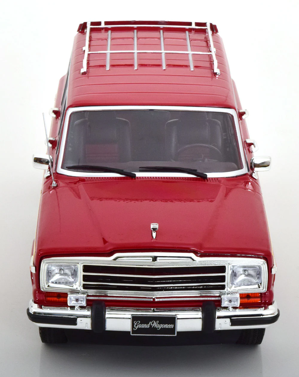 KK Scale 1989 Jeep Wagoneer Burgundy Red w/ Wood Grain 1:18 - Image 4