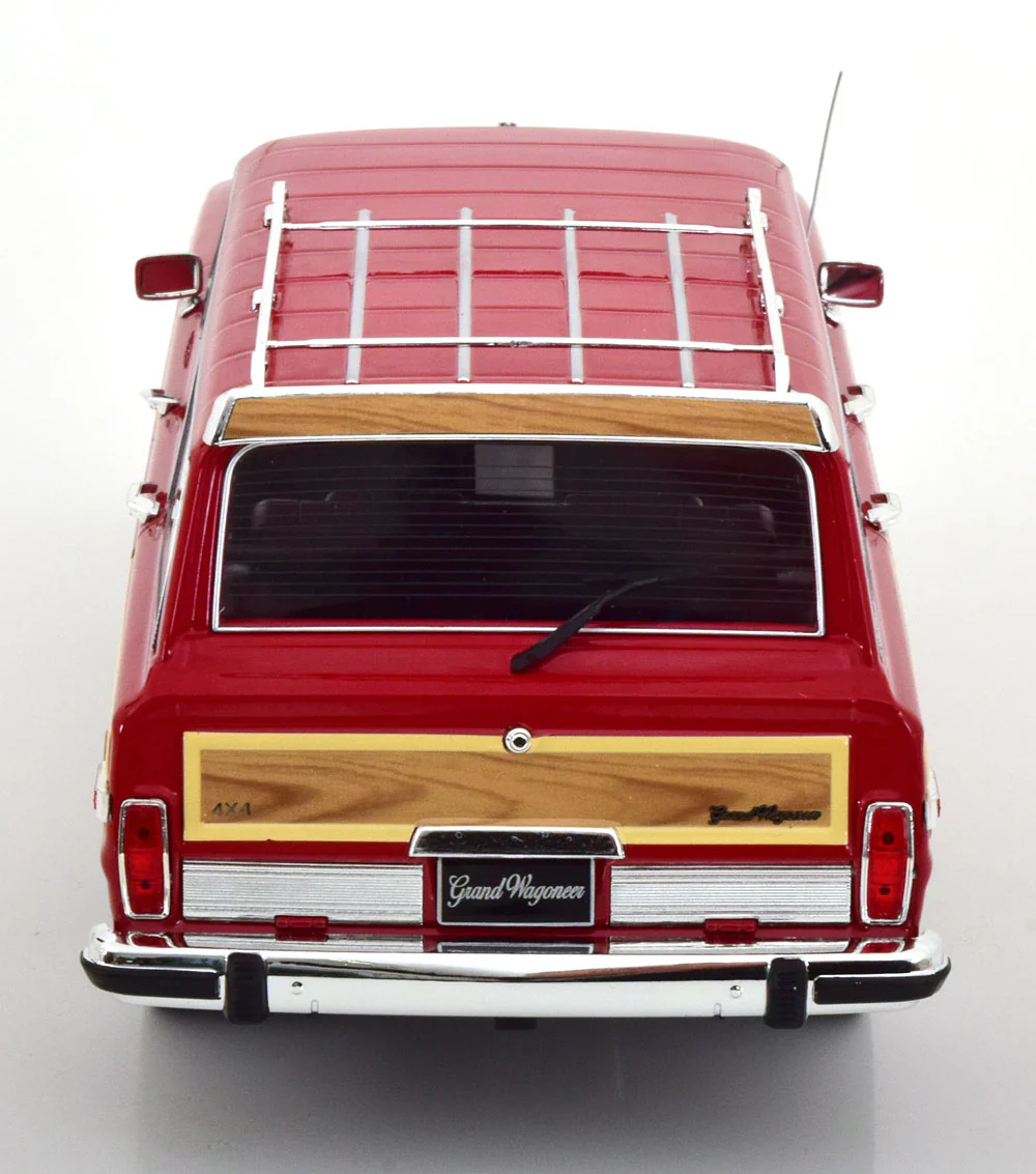 KK Scale 1989 Jeep Wagoneer Burgundy Red w/ Wood Grain 1:18 - Image 5