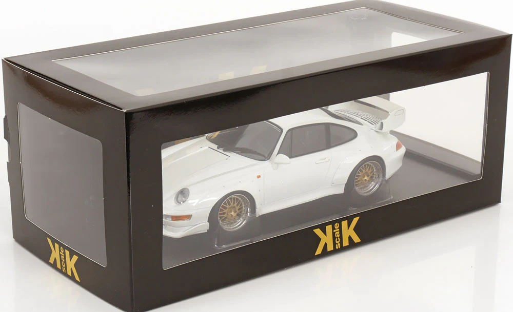 KK Scale 1996 Porsche 911 993 GT2 w/ Gold BBS Wheels White 1:18 - Image 6