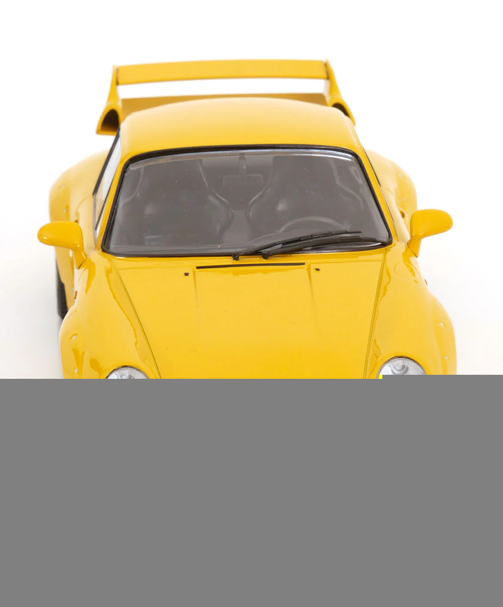 KK Scale 1996 Porsche 911 993 GT2 w/ Gold BBS Wheels Yellow 1:18 - Image 4