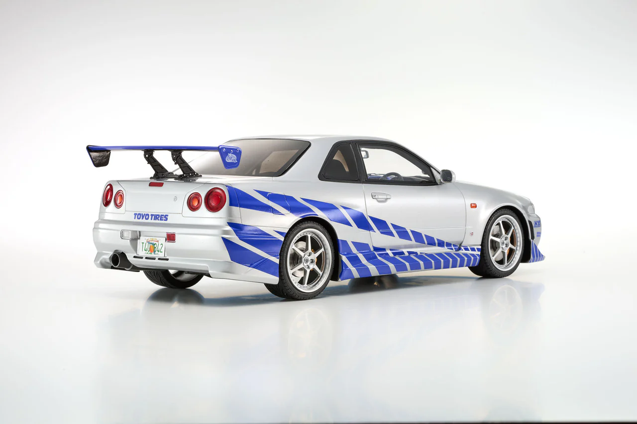 Kyosho 1999 Nissan Skyline GT-R (R34) "2 Fast 2 Furious" Silver & Blue 1:12 - Image 7