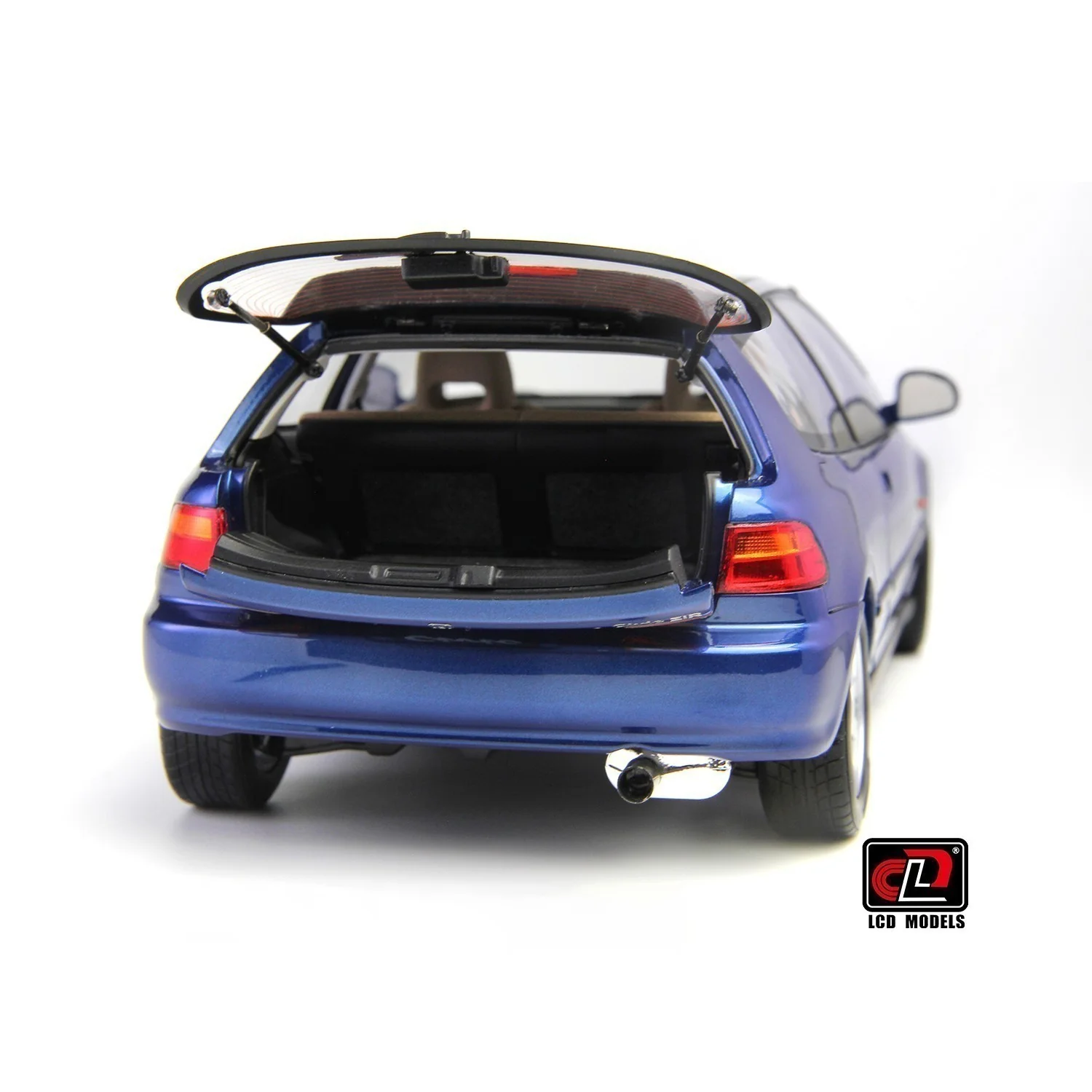 LCD 1993 Honda Civic SiR II EG6 V-Tech Hatchback Blue w/ Scissor Lift 1:18 - Image 4