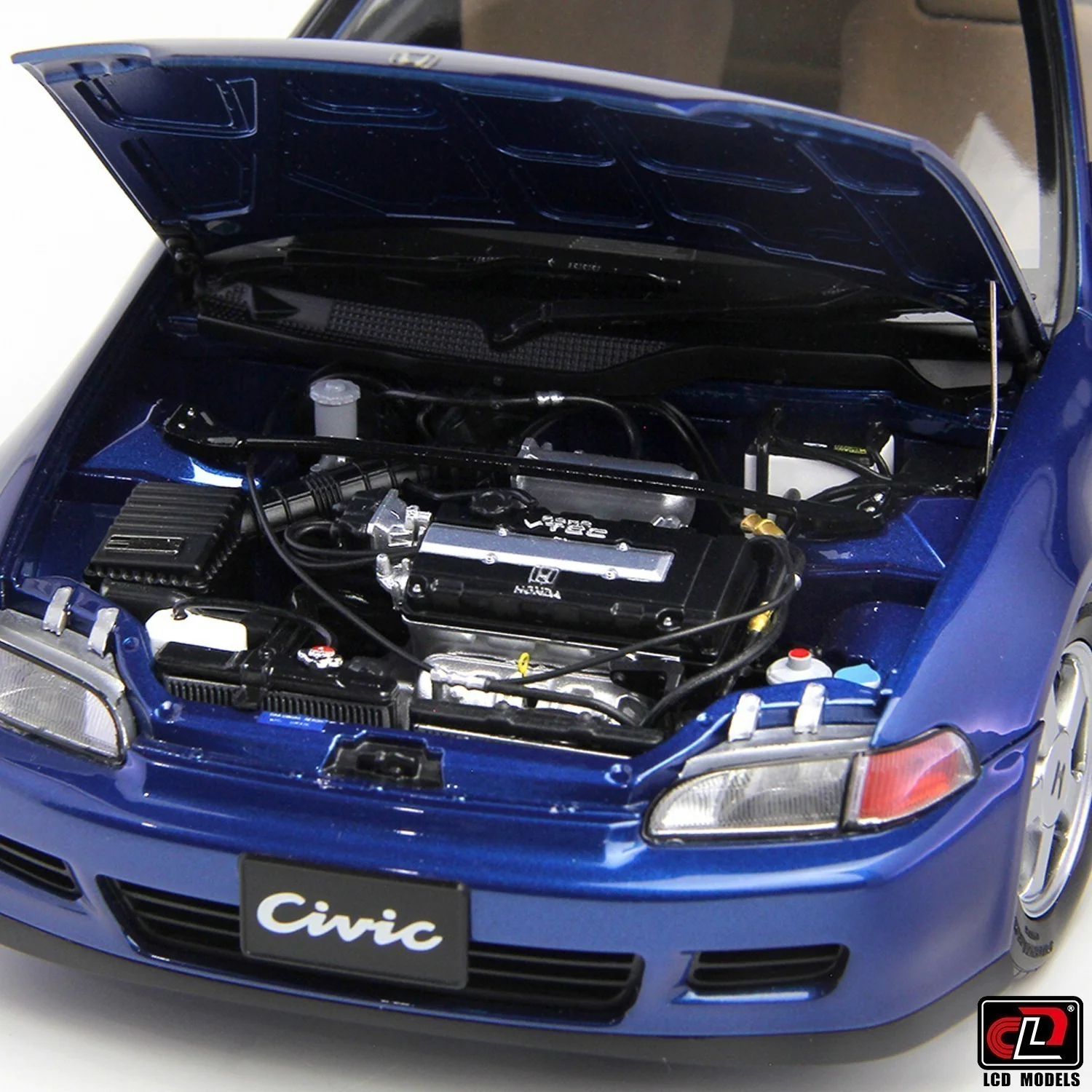 LCD 1993 Honda Civic SiR II EG6 V-Tech Hatchback Blue w/ Scissor Lift 1:18 - Image 6