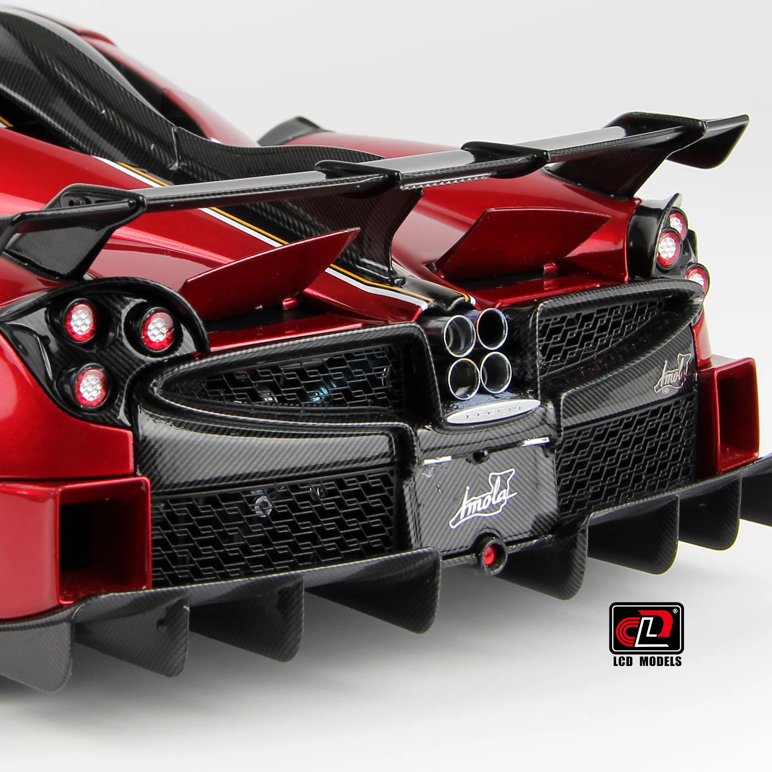 LCD 2020 Pagani Imola Red w/ Gold Wheels 1:18 - Image 12