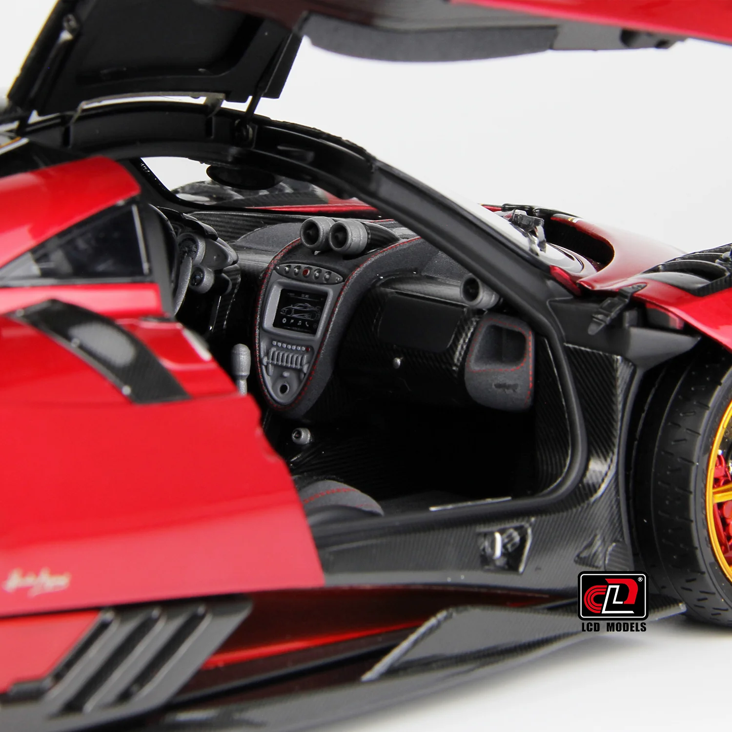 LCD 2020 Pagani Imola Red w/ Gold Wheels 1:18 - Image 15