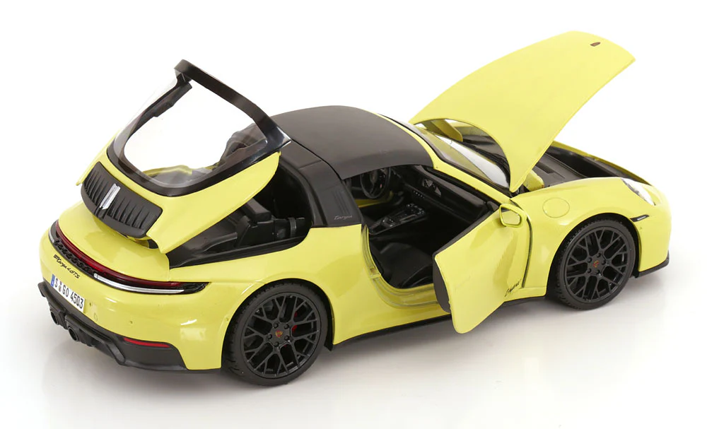 Maisto Porsche 911 992.2 Targa 4 GTS Hybrid Light Yellow 1:18 - Image 4