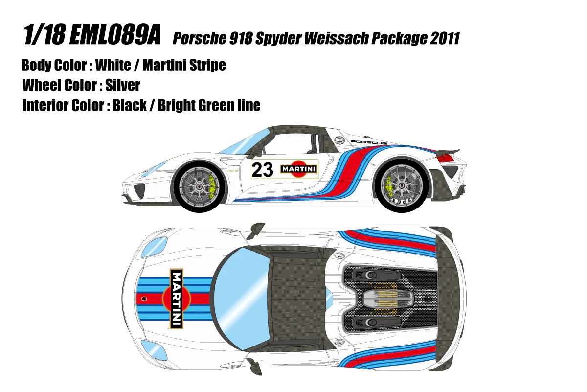 Make Up Co., Ltd / Eidolon 2011 Porsche 918 Spyder Weissach Martini Livery WITH DISPLAY 1:18 - Image 10