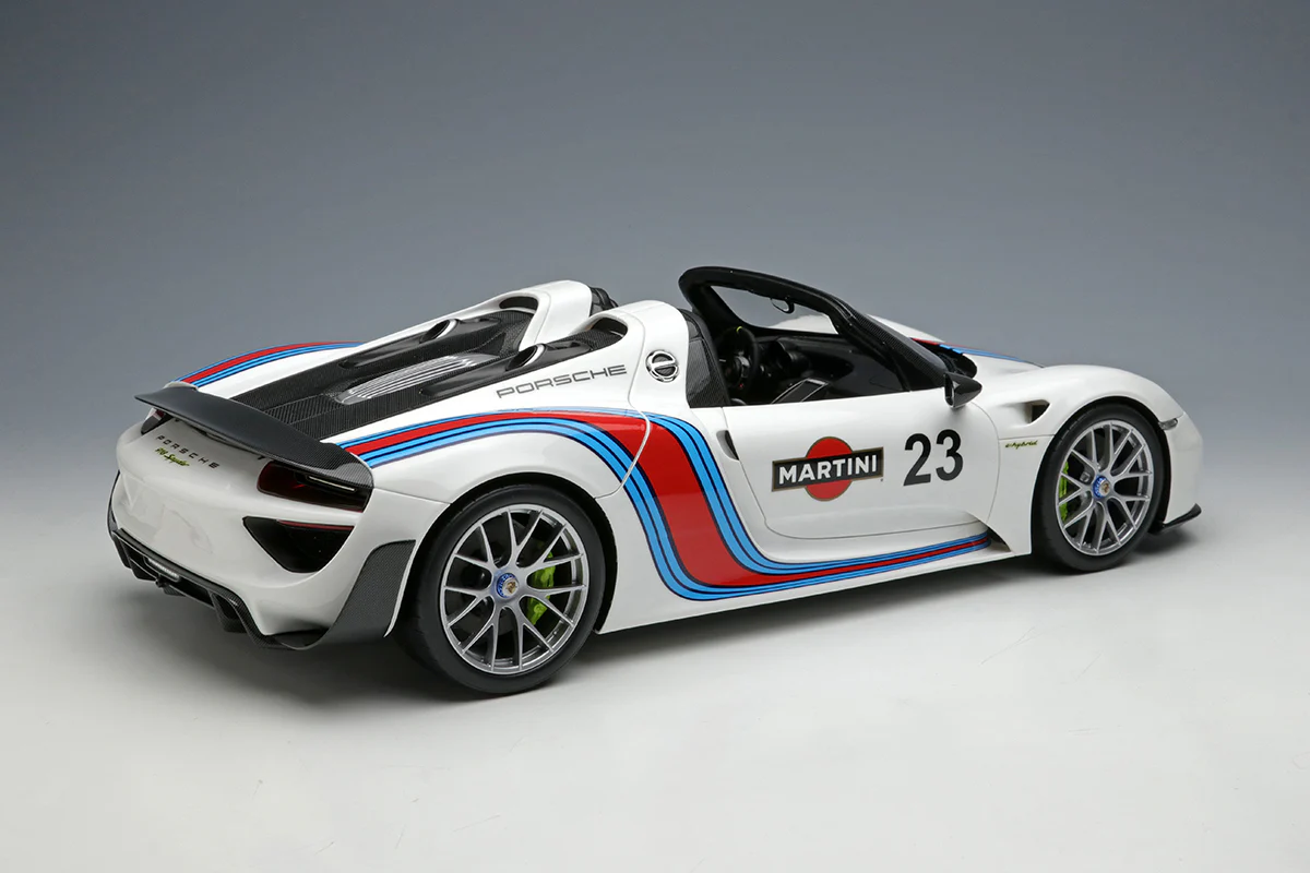 Make Up Co., Ltd / Eidolon 2011 Porsche 918 Spyder Weissach Martini Livery WITH DISPLAY 1:18 - Image 2
