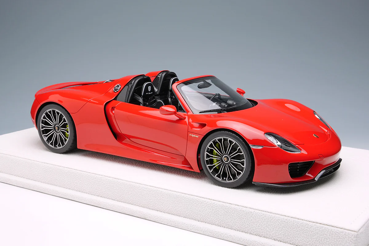 Make Up Co., Ltd / Eidolon 2011 Porsche 918 Spyder Weissach Guards Red WITH DISPLAY 1:18 - Image 5