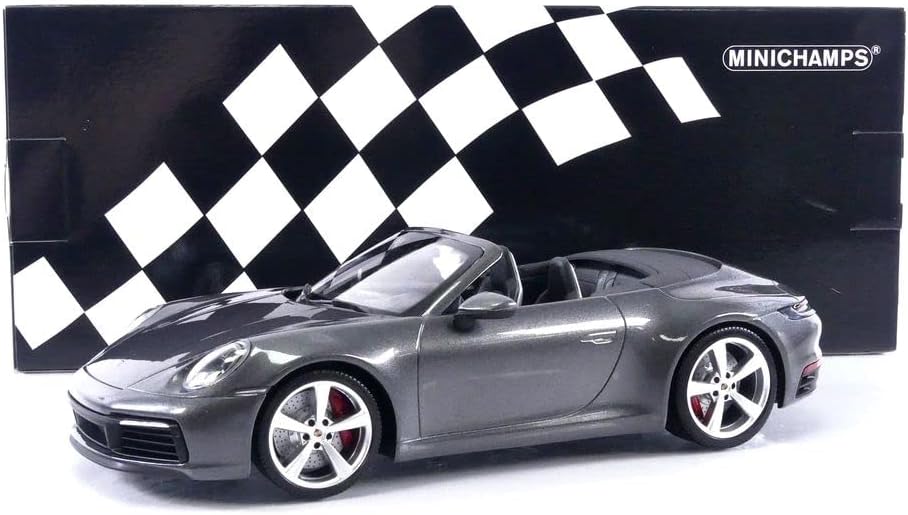 Minichamps 2019 Porsche 911 992 Carrera 4S Cabriolet Agate Grey Metallic 1:18 SEALED - Image 4