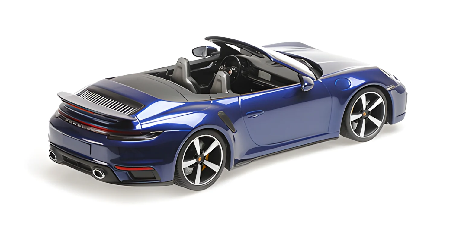 Minichamps 2020 Porsche 911 992.1 Turbo S Cabriolet Gentian Blue Metallic 1:18 - Image 2