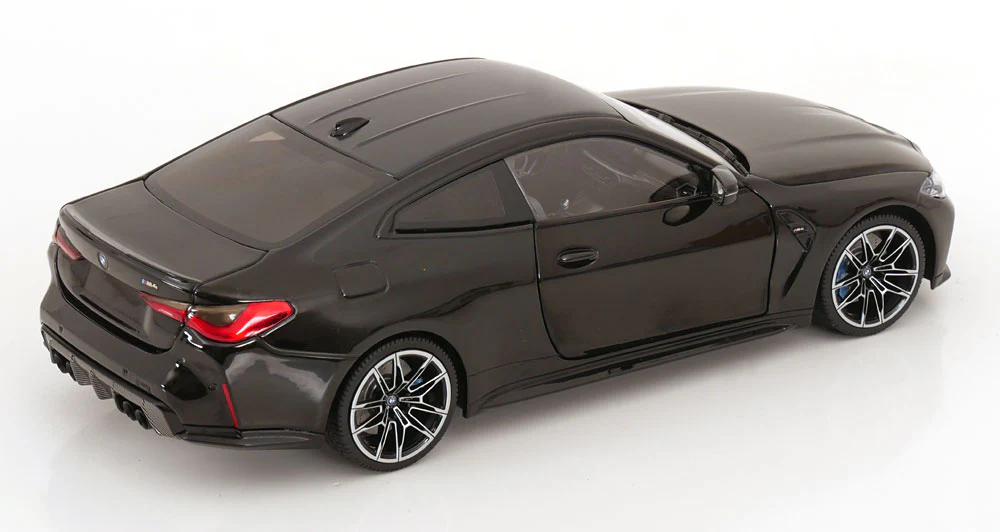 Minichamps 2024 BMW M4 Coupe (G82) w/ Black Carbon Roof Black Metallic 1:18 - Image 2