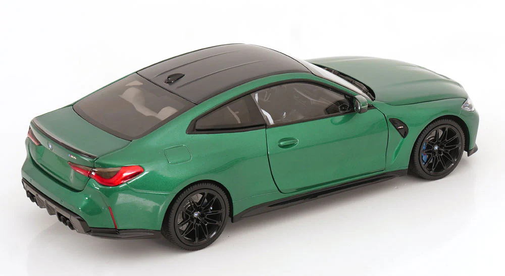 Minichamps 2024 BMW M4 Coupe (G82) w/ Carbon Roof Isle of Man Green Metallic 1:18 - Image 4