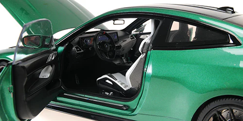 Minichamps 2024 BMW M4 Coupe (G82) w/ Carbon Roof Isle of Man Green Metallic 1:18 - Image 6