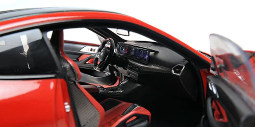 Minichamps 2024 BMW M4 Coupe (G82) w/ Black Carbon Roof Toronto Red Metallic 1:18 - Image 12
