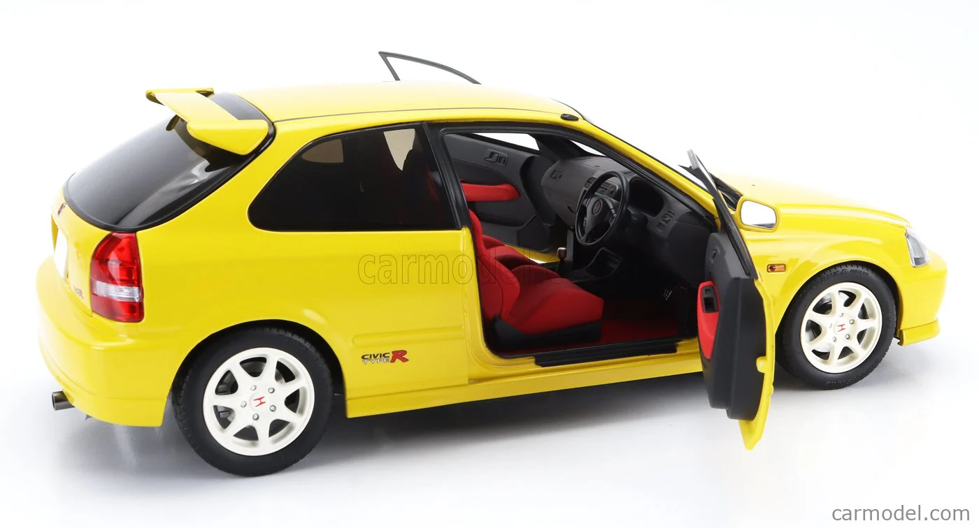 Motorhelix 1999 Honda Civic EK9 Hatchback Sunlight Yellow w/ B16 Engine 1:18 LIMITED - Image 6