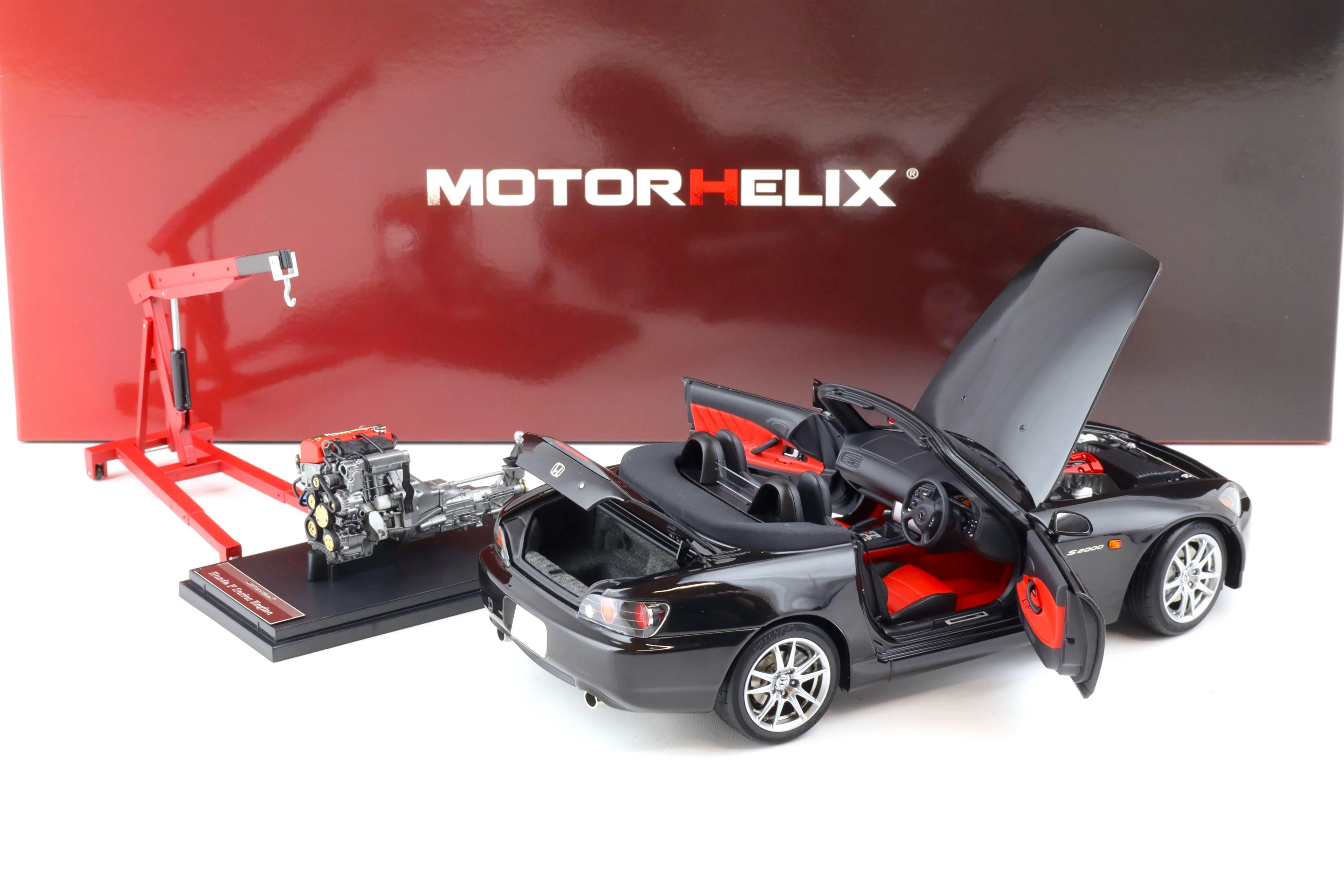 Motorhelix 2000 Honda S2000 (AP2) w/ Engine & Convertible Tops, Berlina Black 1:18 LIMITED - Image 7