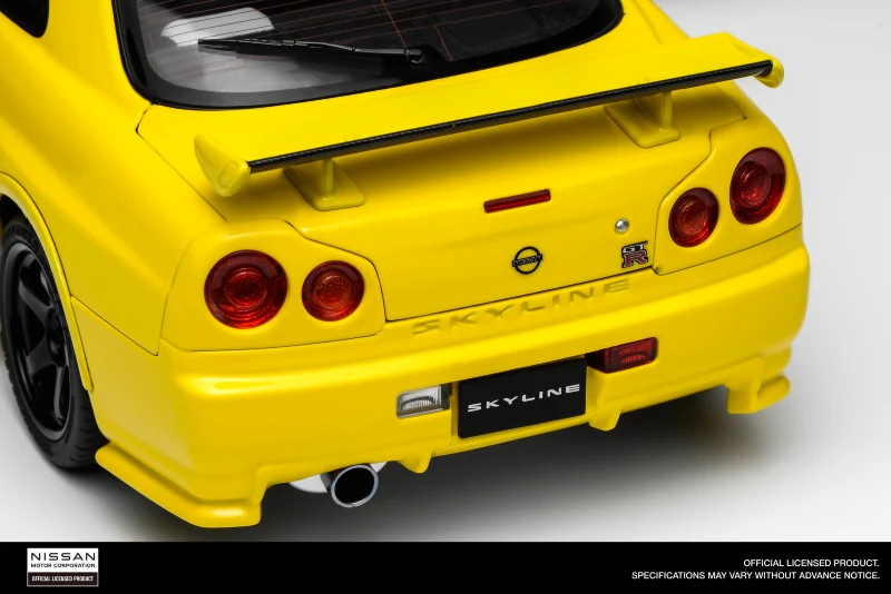 Motorhelix 1999 Nissan Skyline GT-R R34 (BNR34) RHD "Customized Version" Yellow 1:18 - Image 9