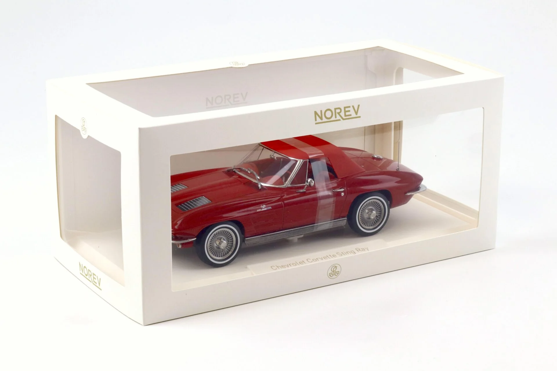 Norev 1963 Chevy Corvette C2 Stingray Cabriolet (Convertible) Riverside Red 1:18 - Image 5