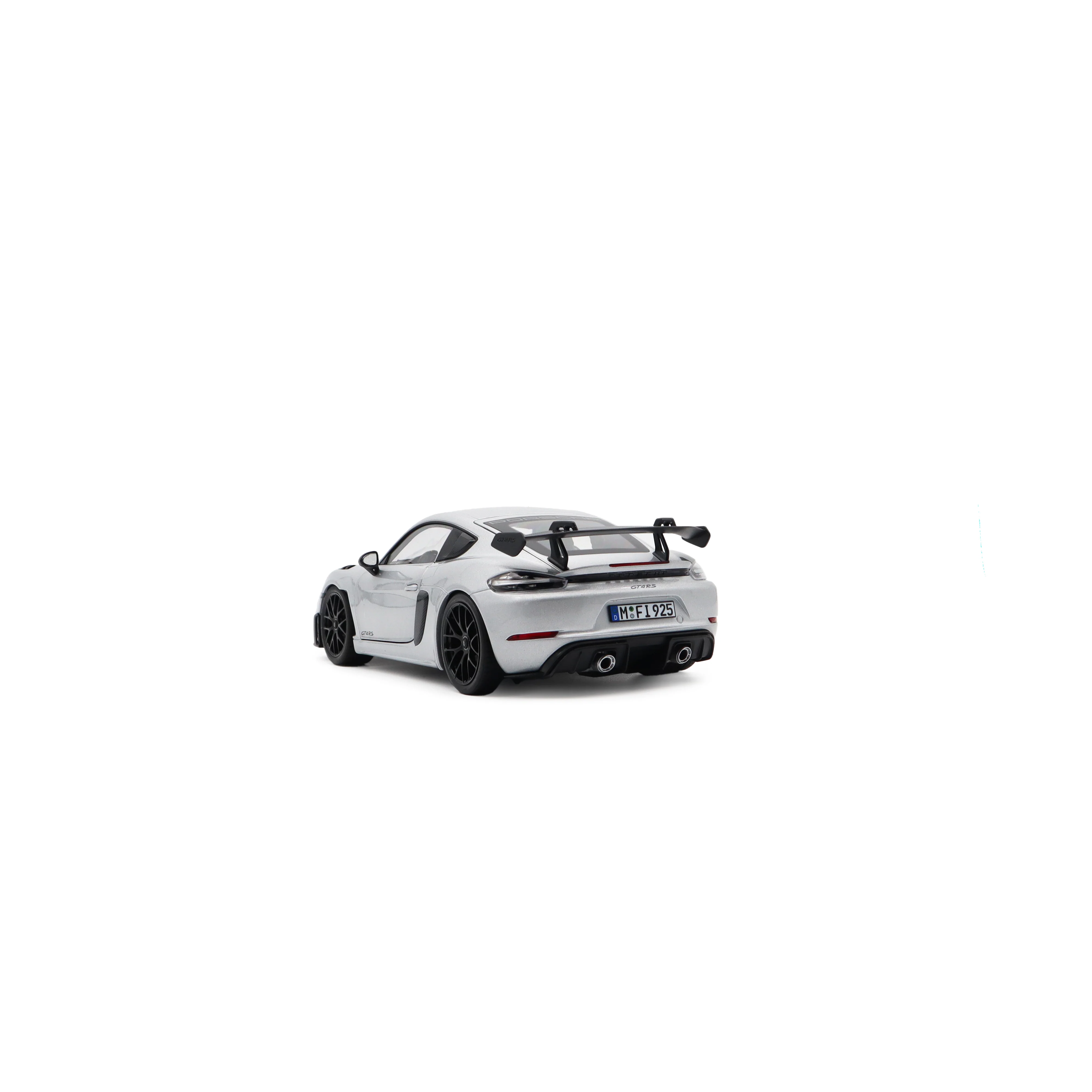 Norev 2023 Porsche 718 Cayman GT4 RS w/ Weissach Package GT Silver Metallic 1:18 - Image 4