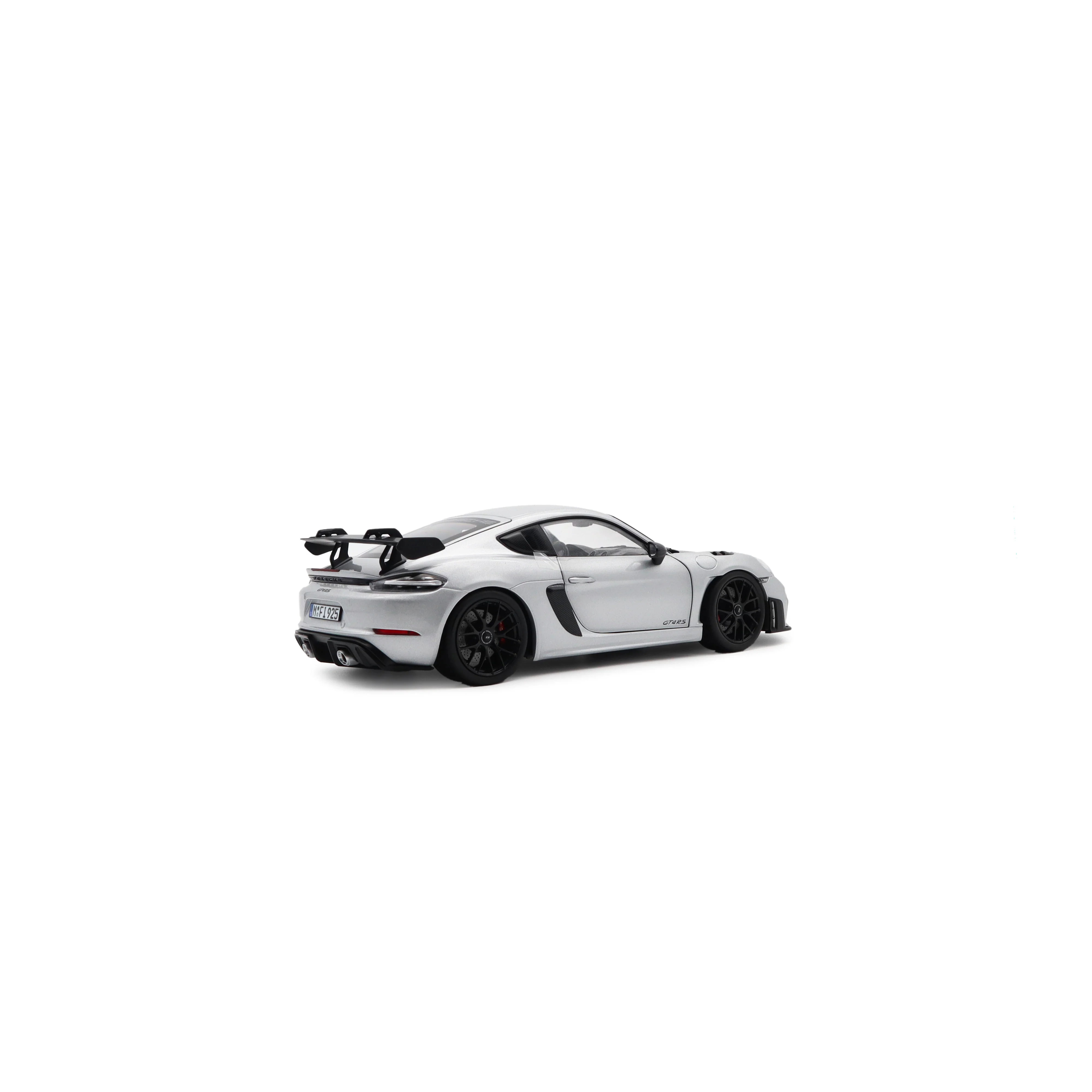 Norev 2023 Porsche 718 Cayman GT4 RS w/ Weissach Package GT Silver Metallic 1:18 - Image 5