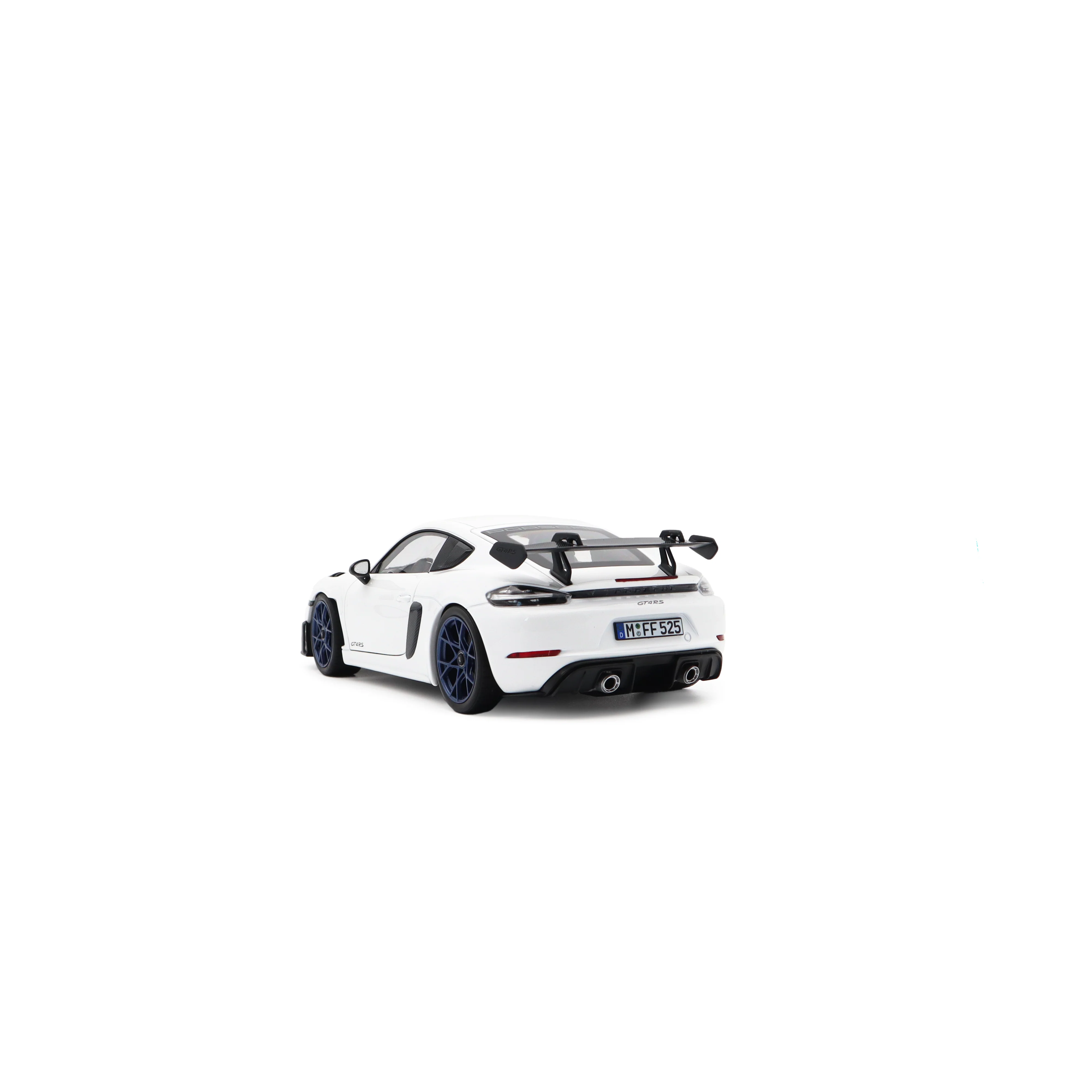 Norev 2023 Porsche 718 Cayman GT4 RS w/ Weissach Package White w/ Blue Wheels 1:18 - Image 5