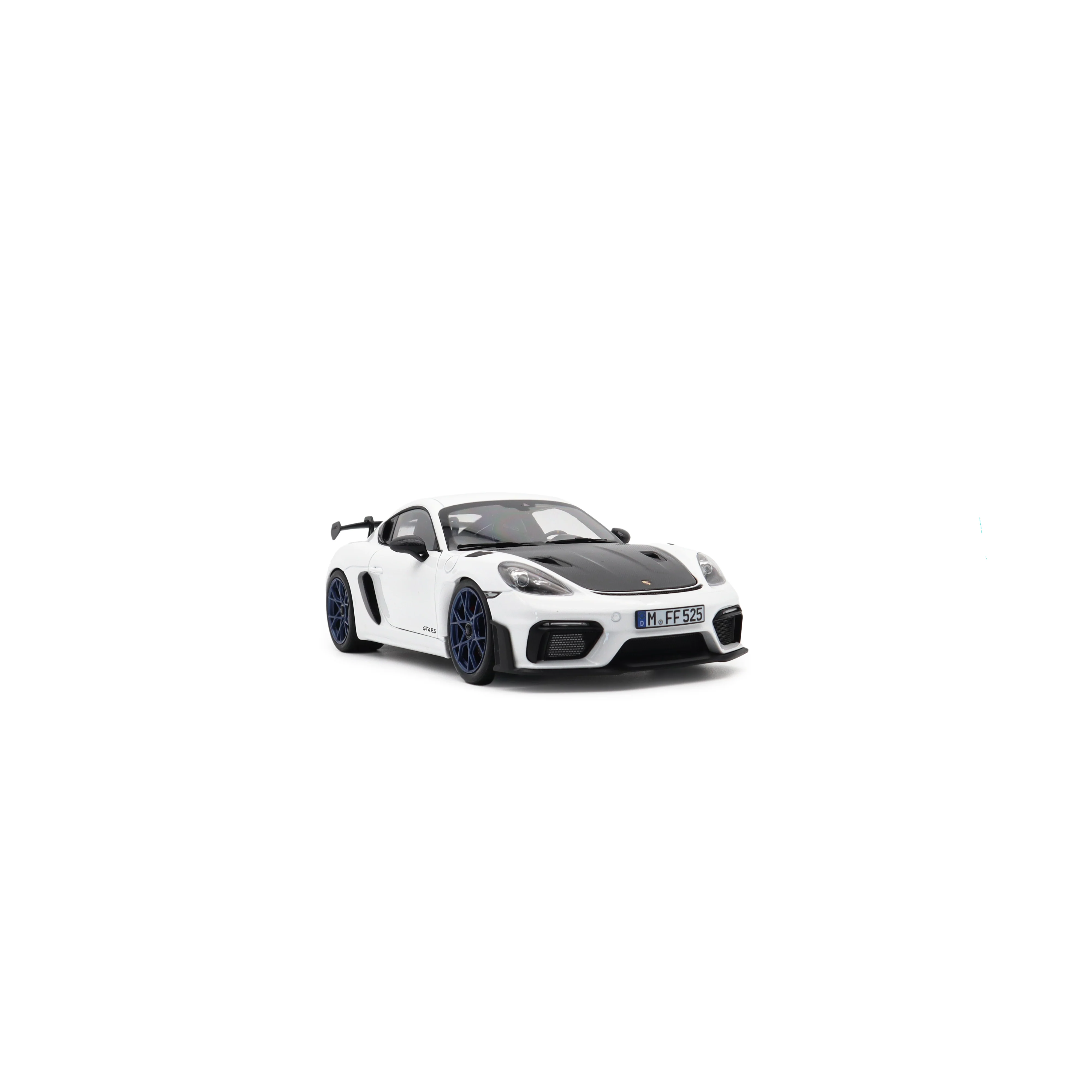 Norev 2023 Porsche 718 Cayman GT4 RS w/ Weissach Package White w/ Blue Wheels 1:18 - Image 9