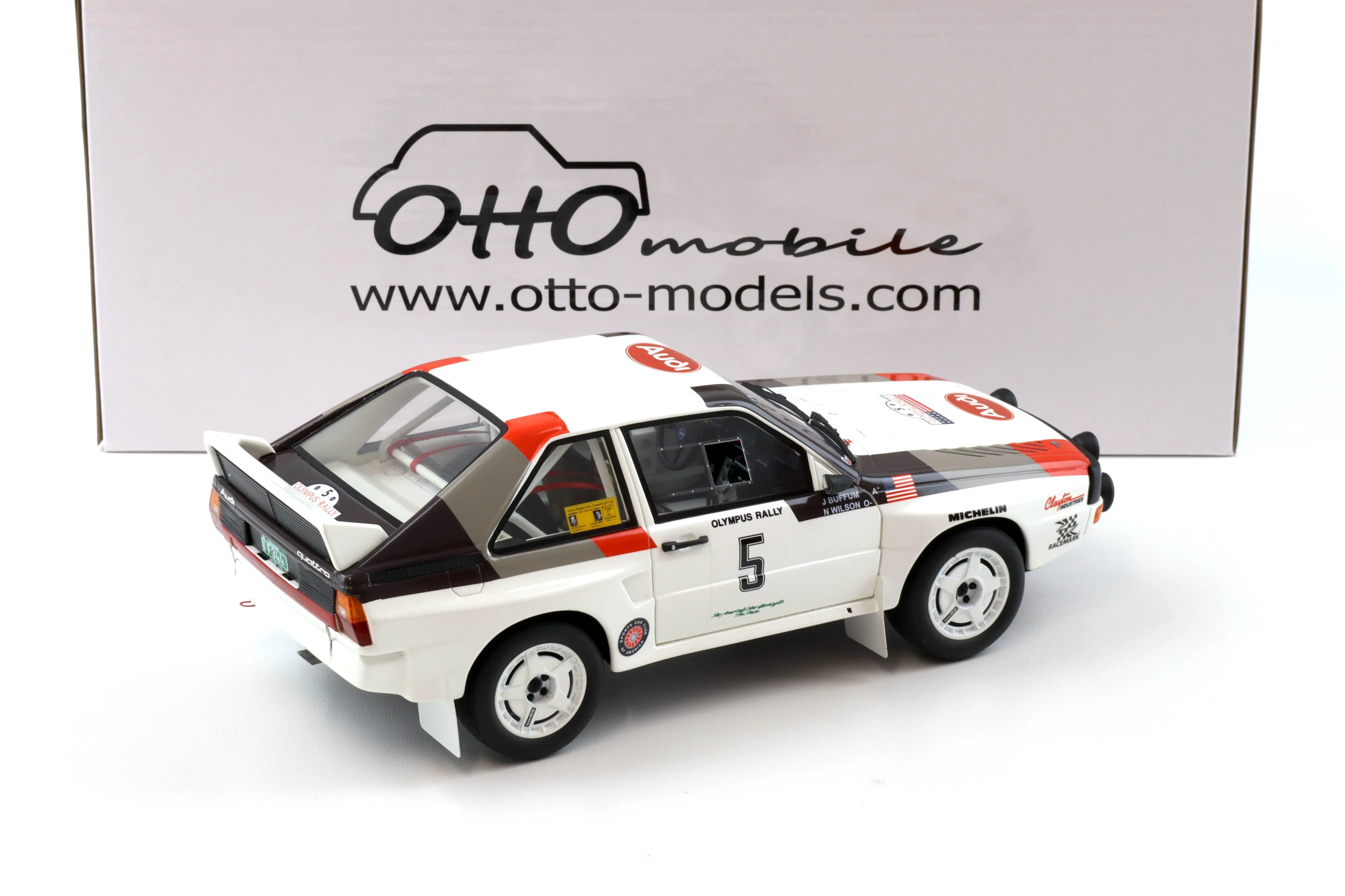 Otto 1986 Audi Sport Quattro #5 Olympus Rally 1986 White 1:18 - Image 3