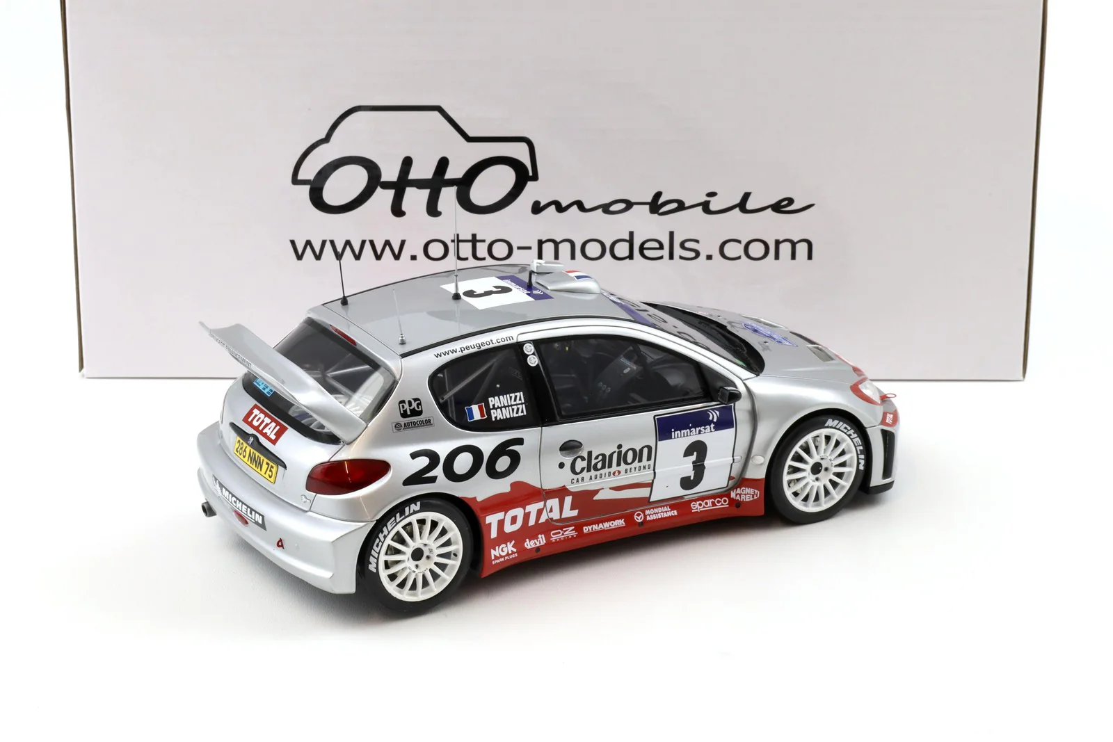Otto 2002 Peugeot 206 WRC Tour de Corse 2002 No 3 Silver 1:18 - Image 3