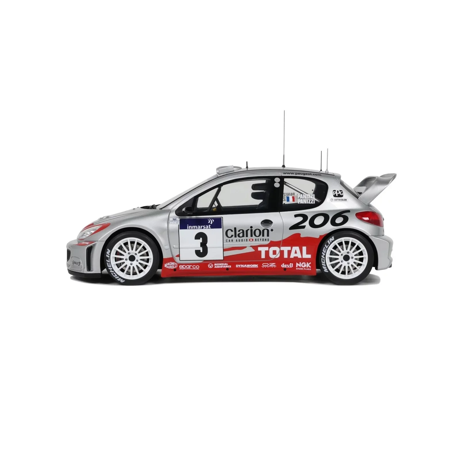 Otto 2002 Peugeot 206 WRC Tour de Corse 2002 No 3 Silver 1:18 - Image 5