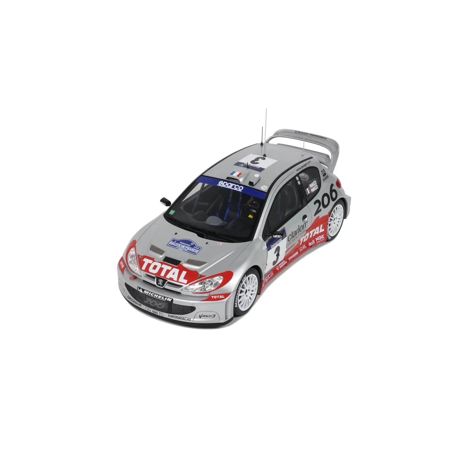 Otto 2002 Peugeot 206 WRC Tour de Corse 2002 No 3 Silver 1:18 - Image 8