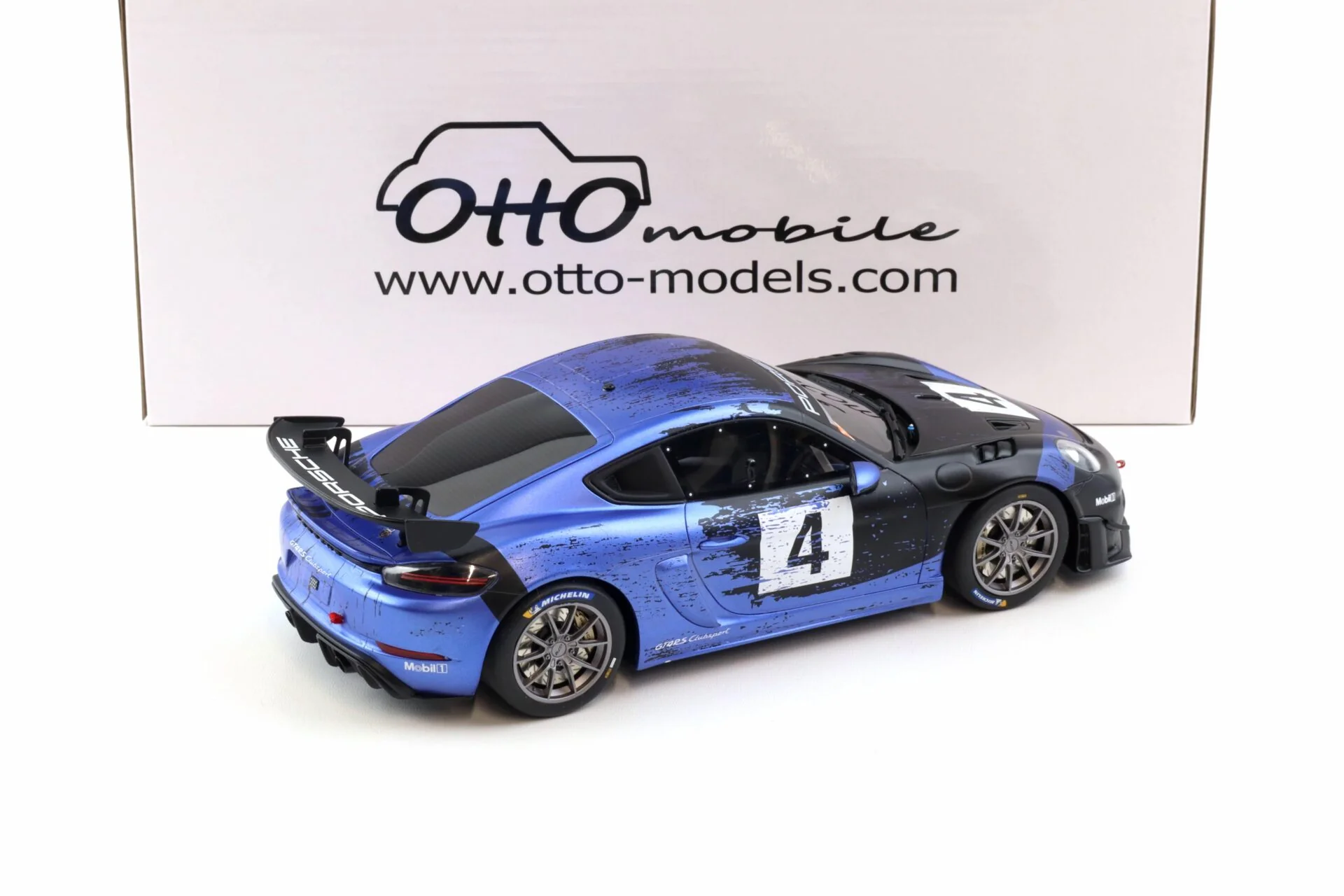 Otto 2021 Porsche 718 Cayman GT4 RS Clubsport #4 Blue & Black 1:18 - Image 3