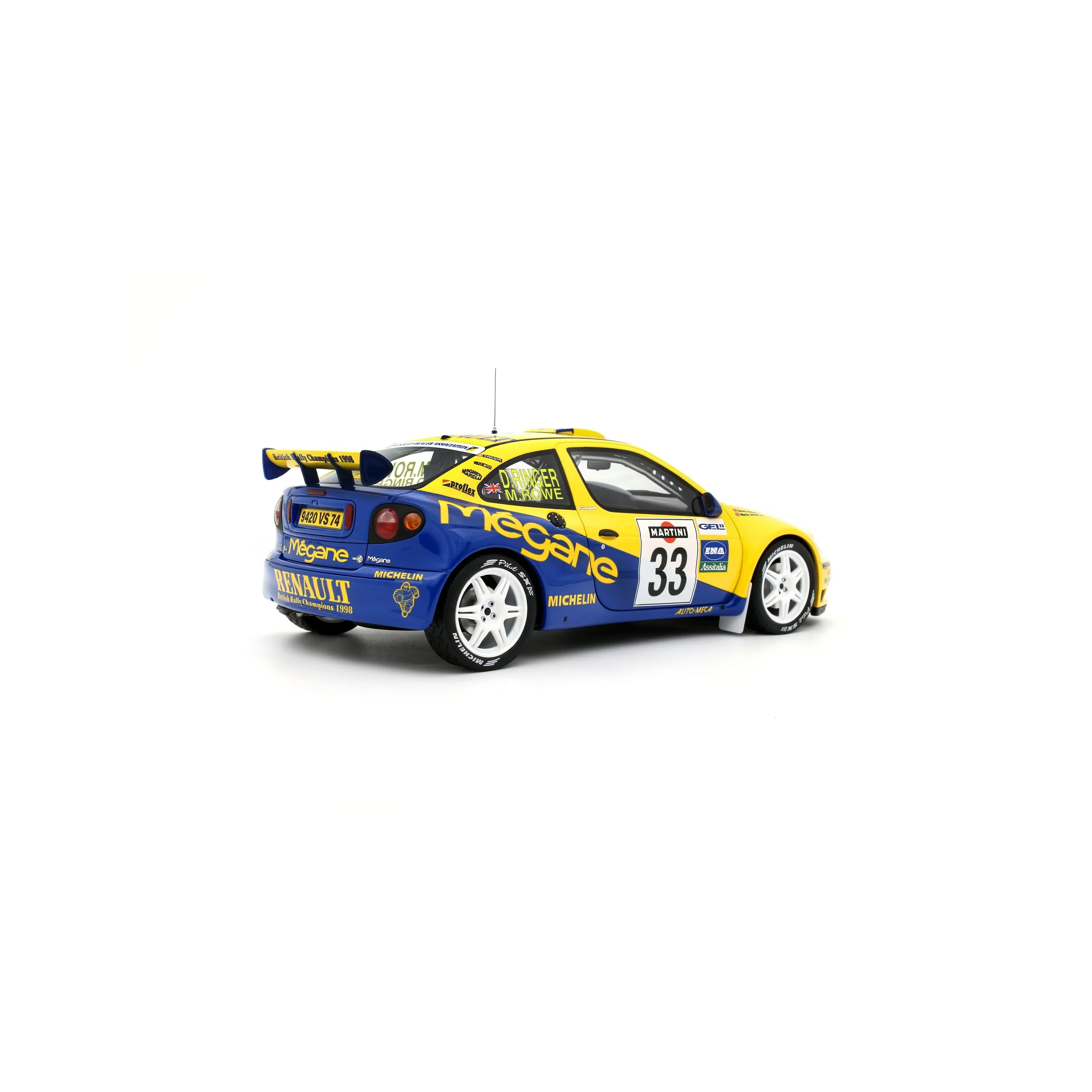 Otto Renault Megane Maxi #33 Rally San Remo 1998 Yellow & Blue 1:18 - Image 2