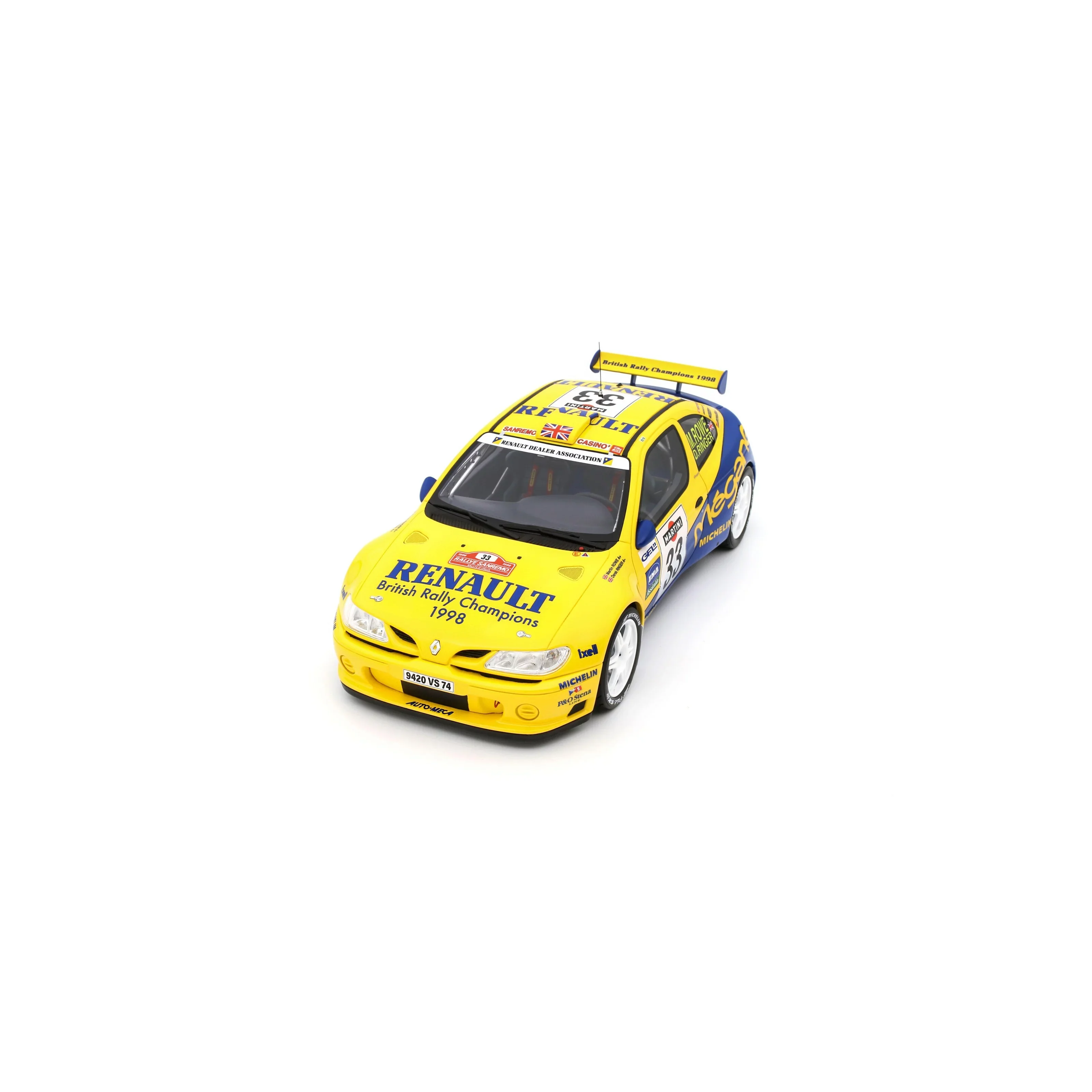 Otto Renault Megane Maxi #33 Rally San Remo 1998 Yellow & Blue 1:18 - Image 6